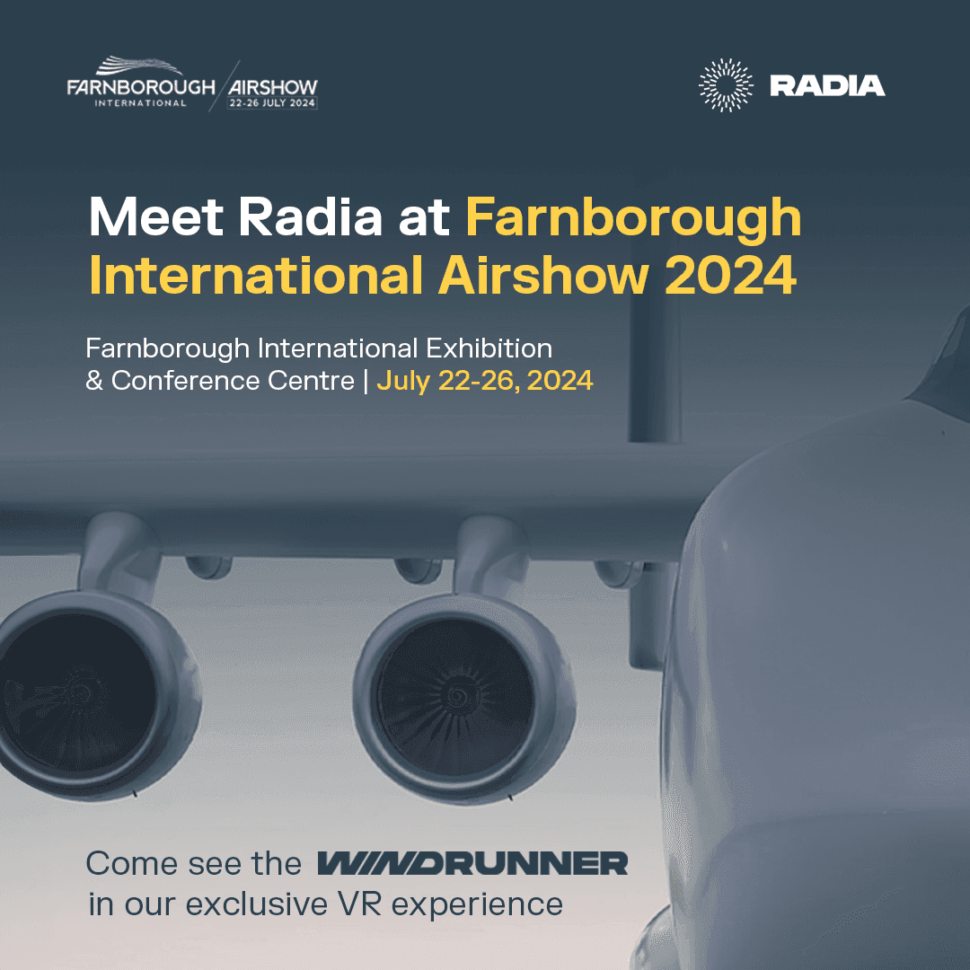 See Radia's WindRunner in an exclusive VR experience at Farnborough Airshow, July 22-26, 2024